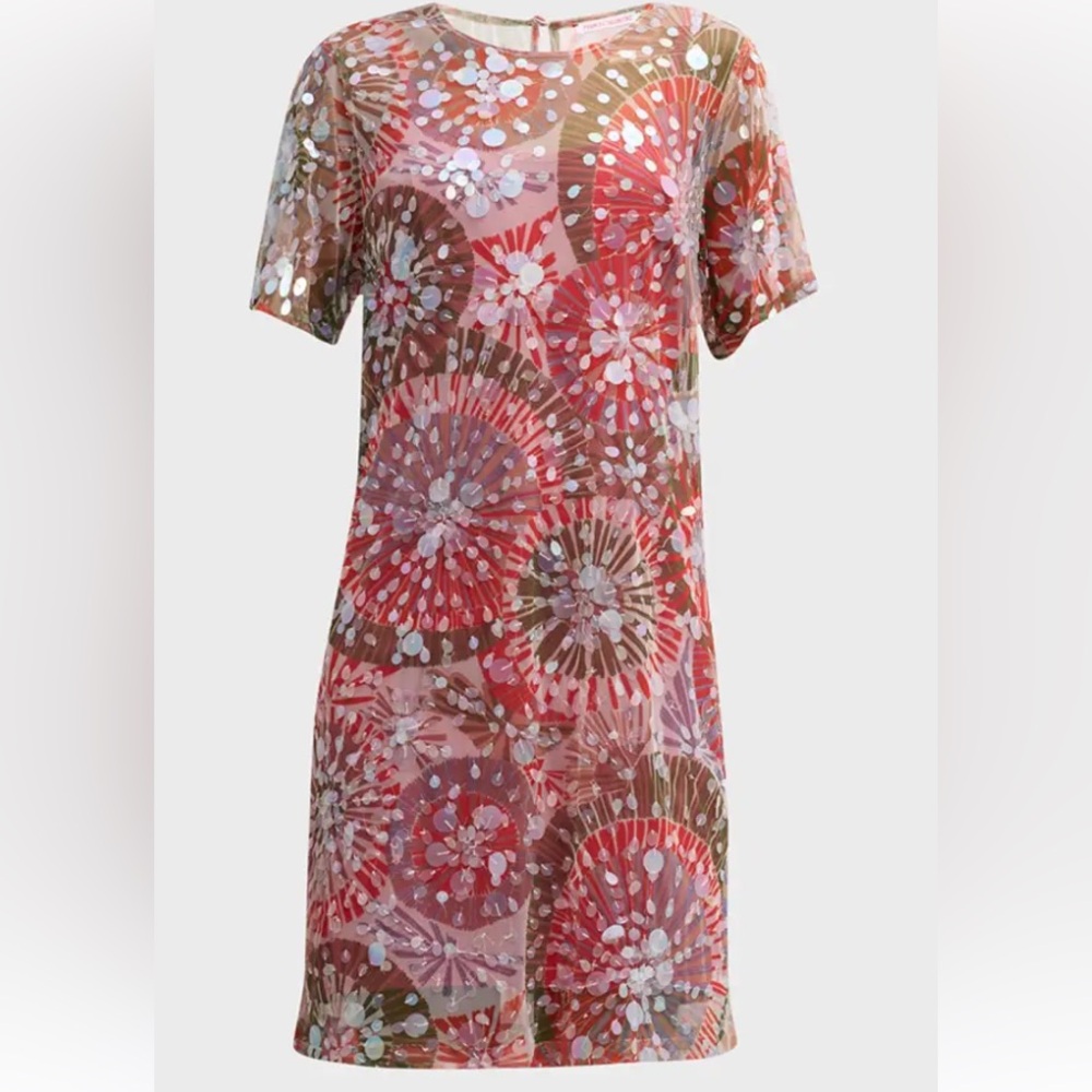 FRANCES VALENTINE  NWT  Bubbly Geometric - Print Sequin T - Shirt Dress XXS